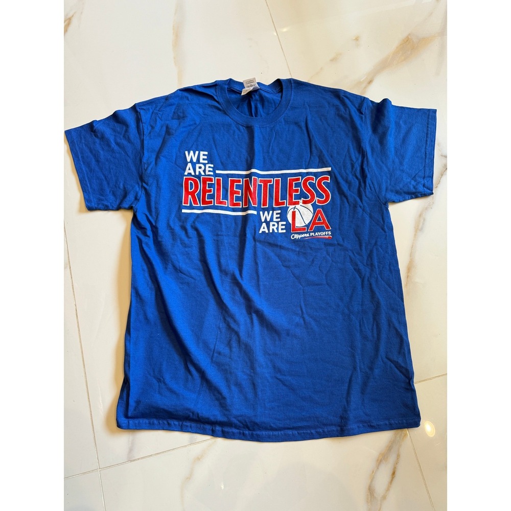 LA Clippers NBA Playoffs T-Shirt Mens XL Blue Gildan Ultra Cotton Relentless LA